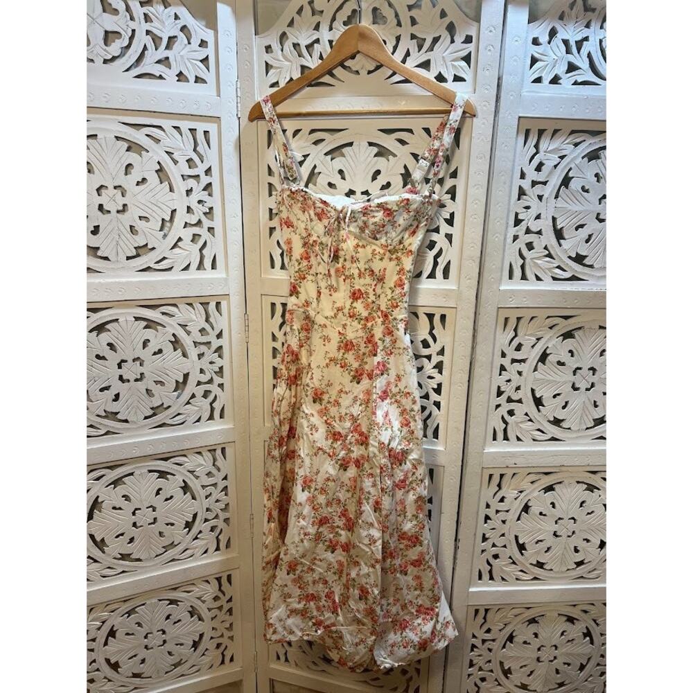 House of CB Carmen Pink Peony Print Cotton Bustier Midi Sundress Size XS - Picture 5 of 10